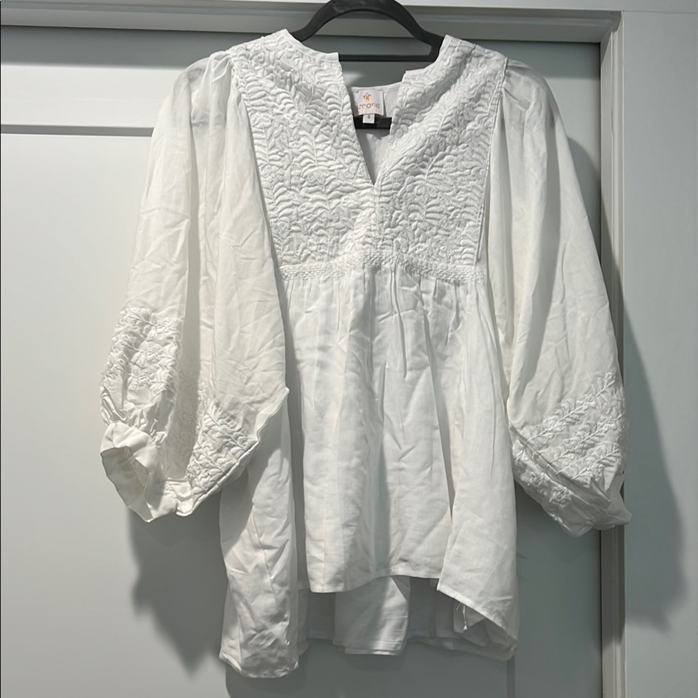White Embroidered Women's Top